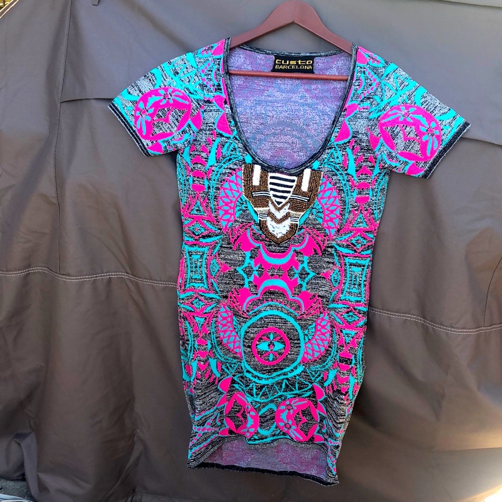 (M) Custo Barcelona metallic bodycon dress
